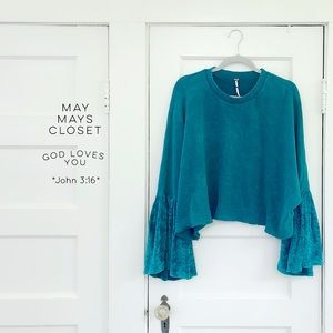 Free People Glorious Sleeves Acid Wash Velvet Bell